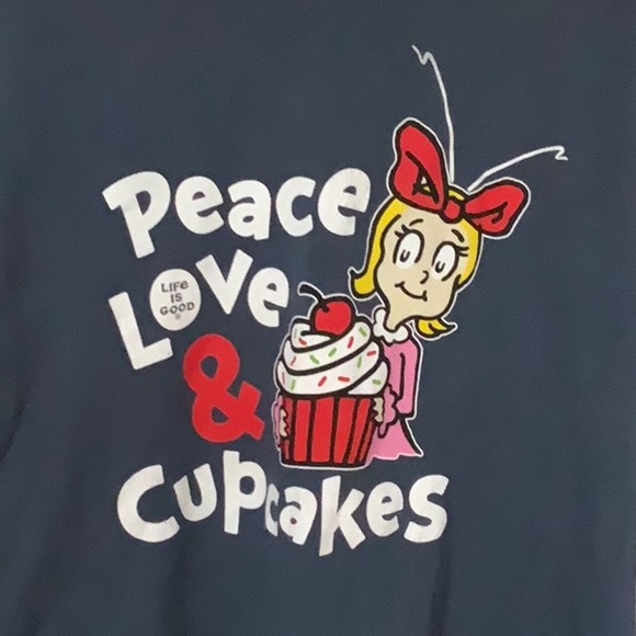 Life is Good Dr Seuss Peace Love and Cupcakes long sleeve tshirt - Picture 2 of 3
